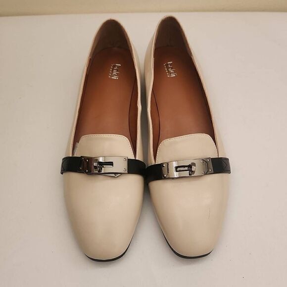Baldi London Beige Loafers, Began Leather,  Hematite and Black Vegan Leather Tri - Picture 1 of 8